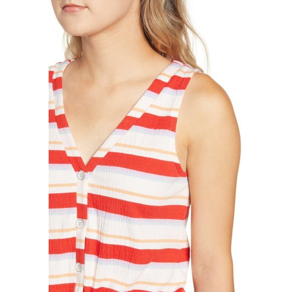 Ten Sixty Sherman Button Front Tie Tank Red Large - Picture 4 of 12